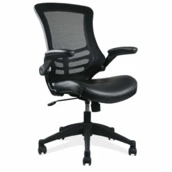 OfficeSource | Serene Collection | Flip Arm Mesh Back Task Chair With Black Frame