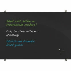 Visionary Black Magnetic Glass Dry Erase Board - 72"W X 48"H