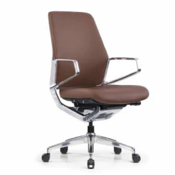 OfficeSource | Veneto | Executive Mid-Back Chair With Polished Aluminum Frame