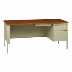 OfficeSource Raleigh Collection Right Hand, Single Pedestal Desk - 66"W X 30"D