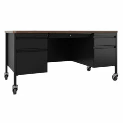 OfficeSource Whitley Collection Mobile Double Pedestal Teacher's Desk - 60"W X 30"D