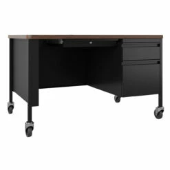 OfficeSource Whitley Collection Right Hand, Single Pedestal Desk With T-Mold Top - 48"W X 30"D