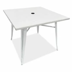 OfficeSource | In-Or-Out | Indoor/Outdoor Distressed Dining Table With Umbrella Hole