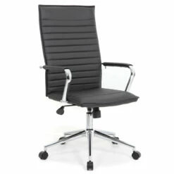 OfficeSource | Ridge | Executive High Back, Ribbed Back Task Chair W/Chrome Base