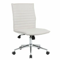 OfficeSource | Ridge | Executive Mid Back Armless, Ribbed Back Task Chair W/Chrome Base