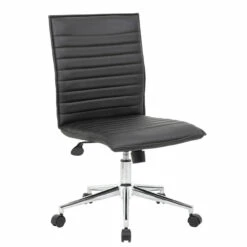 OfficeSource | Ridge | Executive Mid Back Armless, Ribbed Back Task Chair W/Chrome Base -COE DISTRIBUTING Shop nor 05rg2qmavbk 01 86738.1666737477