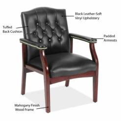 OfficeSource | Lancaster Collection | Guest Chair With Mahogany Frame - 27"D -COE DISTRIBUTING Shop nor 291vbk 09 98748.1675182681