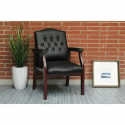 OfficeSource | Lancaster Collection | Guest Chair With Mahogany Frame - 27"D -COE DISTRIBUTING Shop nor 291vbk 12 92121.1675182681