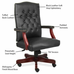 OfficeSource | Lancaster | Executive High Back Swivel With Mahogany Frame -COE DISTRIBUTING Shop nor 294vbk 09 50843.1660607226