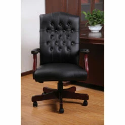 OfficeSource | Lancaster | Executive High Back Swivel With Mahogany Frame -COE DISTRIBUTING Shop nor 294vbk 12 80604.1641822153