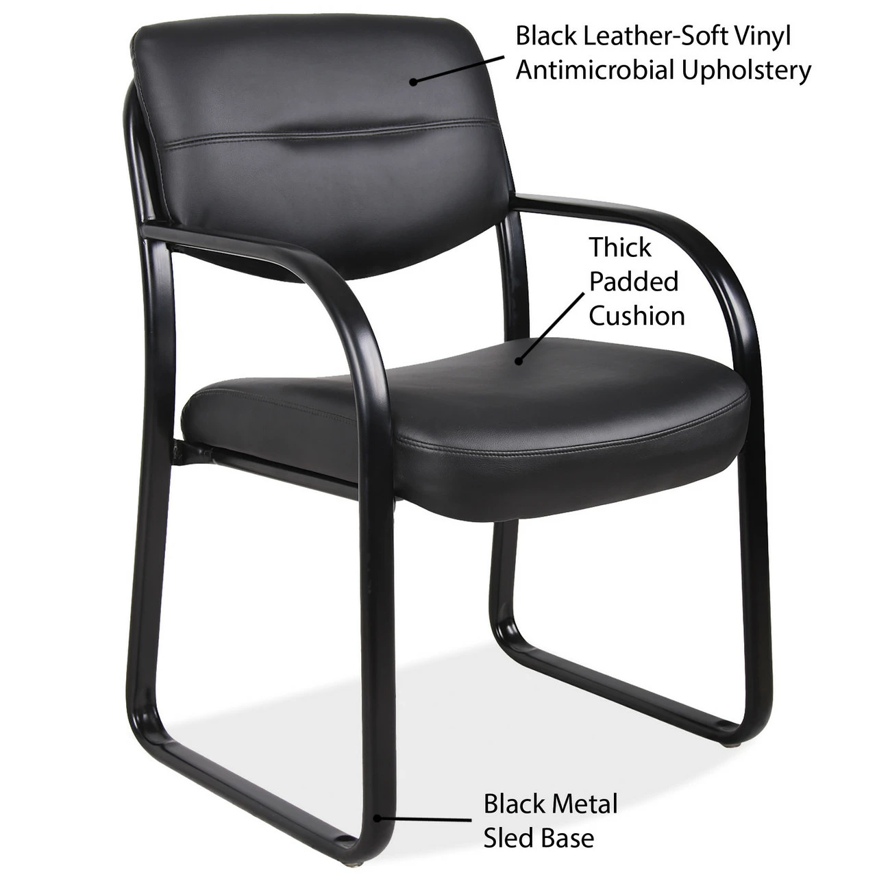OfficeSource Merit Collection Sled Base Guest Chair With Arms And Black Frame 4 OfficeSource Merit Collection Sled Base Guest Chair With Arms And Black Frame - Image 2