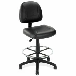 OfficeSource | Effort | Black Leather Armless Deluxe Posture Chair With Footring And Black Frame