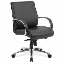OfficeSource | Prestige | Executive Mid Back Chair W/Chrome Frame & Base