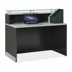 OfficeSource Cosmo Collection Glass Top Reception Desk - 48"W X 32"D