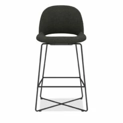 OfficeSource | Jola | Bar Height Fabric Stool With Black Metal Base - Set Of 2