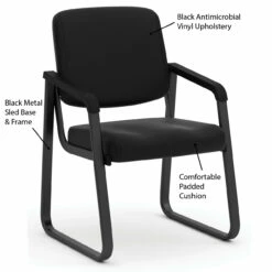 OfficeSource | Value Collection | Sled Base Guest Chair With Antimicrobial Vinyl Upholstery And Black Frame -COE DISTRIBUTING Shop per 2748abk 09 85216.1664208721