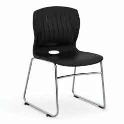OfficeSource Slash Collection Armless Sled Base Stack Chair With Chrome Frame