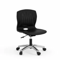 OfficeSource Slash Collection Armless Poly Swivel Chair With Chrome Frame