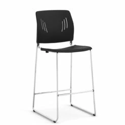 OfficeSource Rise Stool Polyurethane Stool With Footrest And Chrome Base