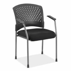 OfficeSource | Aero | Guest Or Side Chair With Arms, Black Fabric Seat And Titanium Frame