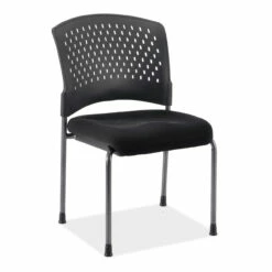 OfficeSource Aero Collection Armless Guest Or Side Chair With Black Fabric Seat And Titanium Frame