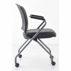 OfficeSource | Perch | Nesting Chair With Arms And Casters, Titanium Frame -COE DISTRIBUTING Shop per 3294tnsabk 02 48085.1641823063