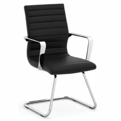 OfficeSource Tre Collection Executive Guest Sled Base Chair With Chrome Frame