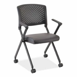 OfficeSource | Julep | Nesting Chair With Arms And Casters, Black Frame