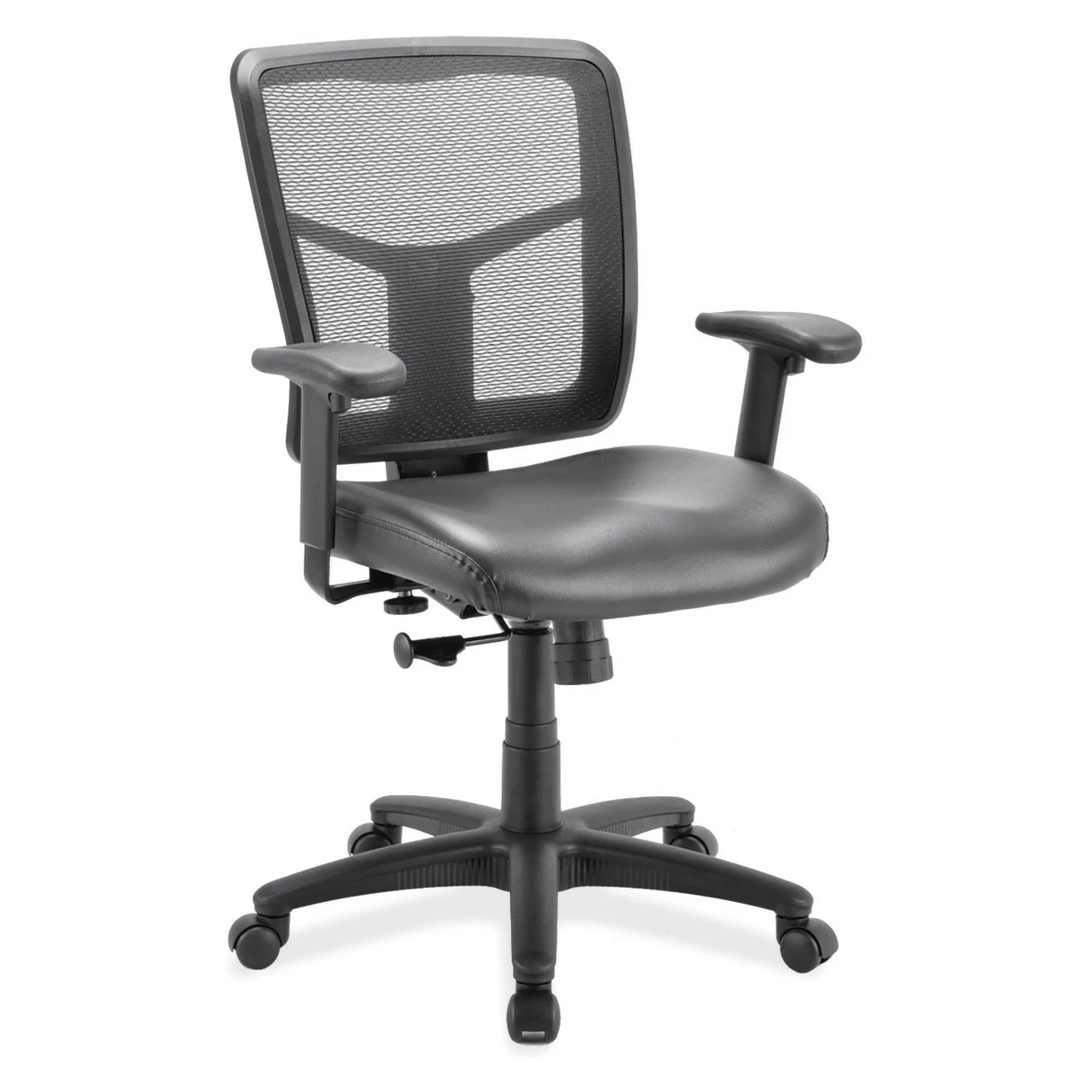 OfficeSource | CoolMesh Basic | Task Chair With Black Leather Seat And Black Frame 4 OfficeSource | CoolMesh Basic | Task Chair With Black Leather Seat And Black Frame - Image 2