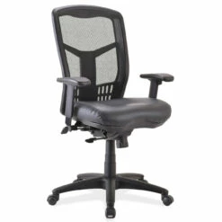OfficeSource CoolMesh Collection Synchro, High Back Mesh Chair With Seat Slider, Antimicrobial Upholstered Seat And Black Frame