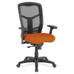 OfficeSource CoolMesh Collection Synchro, High Back Mesh Chair With Seat Slider, Upholstered Seat And Black Frame