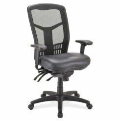 OfficeSource | CoolMesh | Multi-Function, High Back Mesh Back Chair With Antimicrobial Upholstered Seat And Black Frame