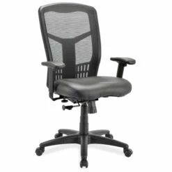 OfficeSource | CoolMesh | Swivel Tilt, High Back Chair With Black Frame - Leather