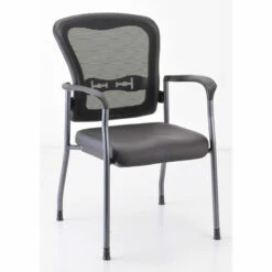 OfficeSource | CoolMesh | Mesh Back Guest Chair With Arms And Titanium Gray Frame - Antimicrobial