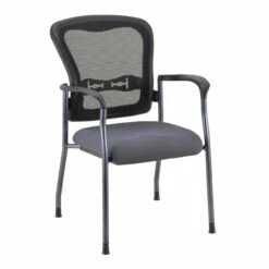 OfficeSource | CoolMesh | Mesh Back Guest Chair With Arms And Titanium Gray Frame - Fabric