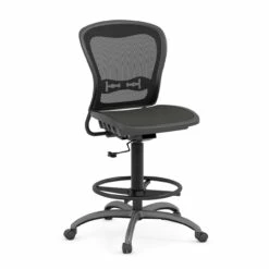 OfficeSource | Spice | Armless, Mesh Back Task Stool With Mesh Seat And Back, Footring And Titanium Steel Base