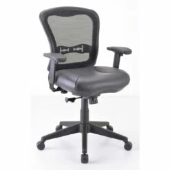 OfficeSource | Spice | Mesh Mid Back Chair With Black Leather Seat