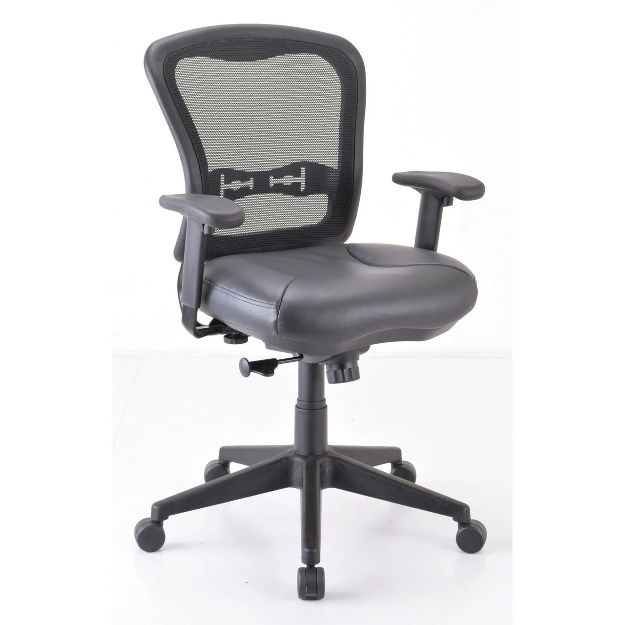 OfficeSource | Spice | Mesh Mid Back Chair With Black Leather Seat 3 OfficeSource | Spice | Mesh Mid Back Chair With Black Leather Seat