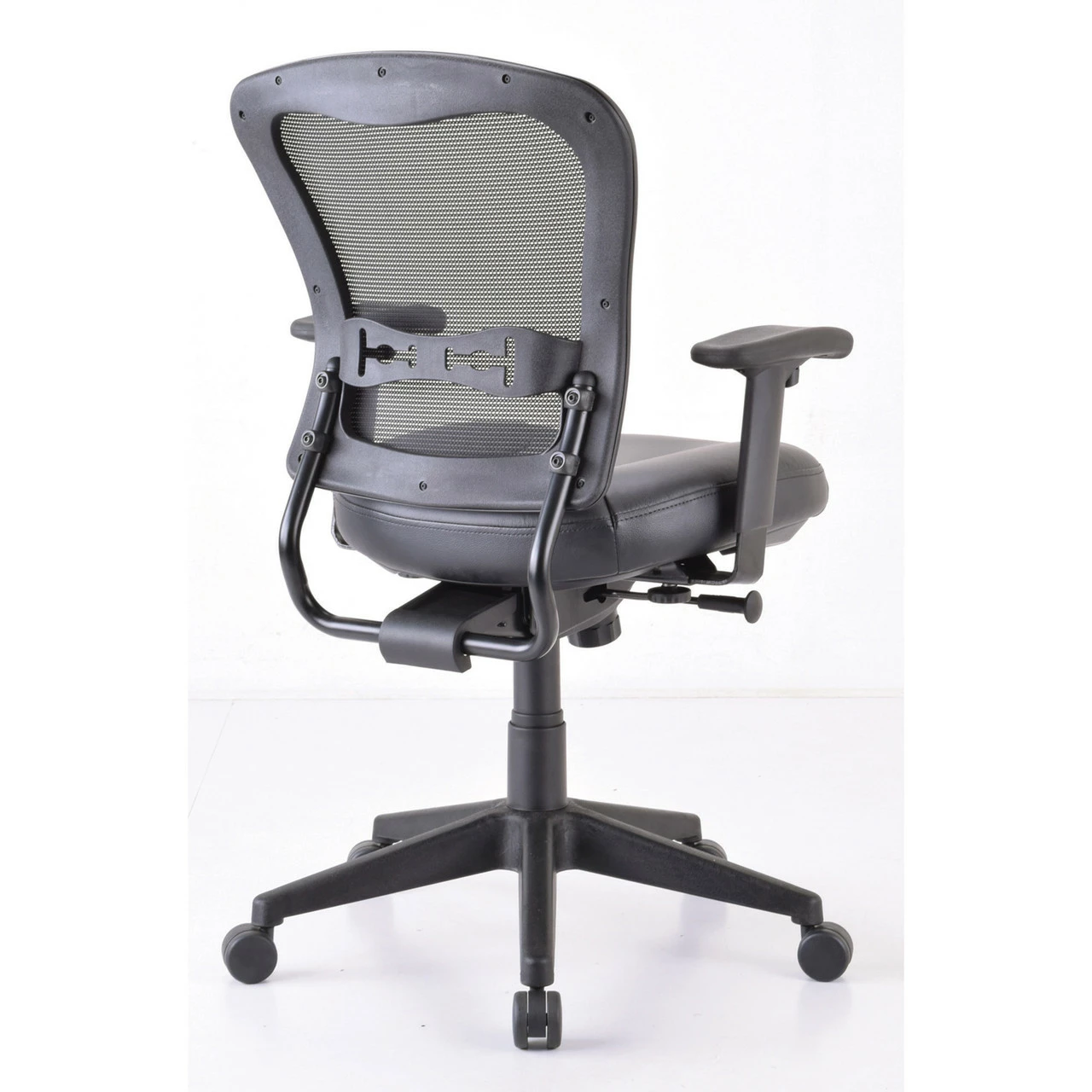 OfficeSource | Spice | Mesh Mid Back Chair With Black Leather Seat 5 OfficeSource | Spice | Mesh Mid Back Chair With Black Leather Seat - Image 3