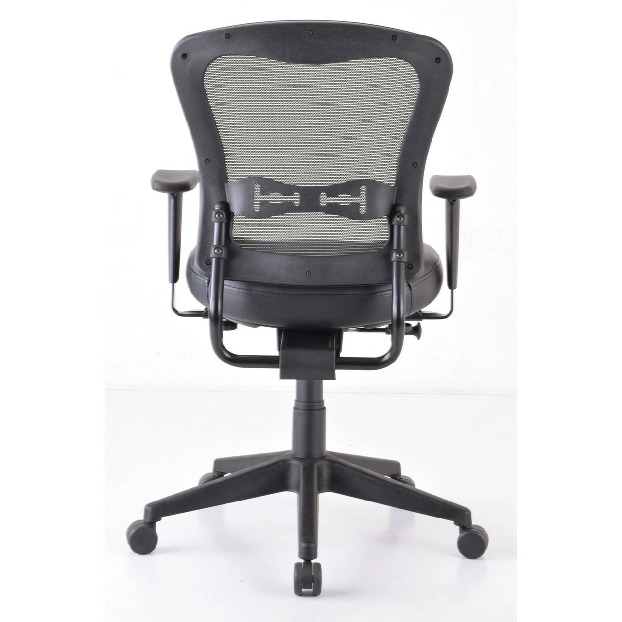 OfficeSource | Spice | Mesh Mid Back Chair With Black Leather Seat 6 OfficeSource | Spice | Mesh Mid Back Chair With Black Leather Seat - Image 4