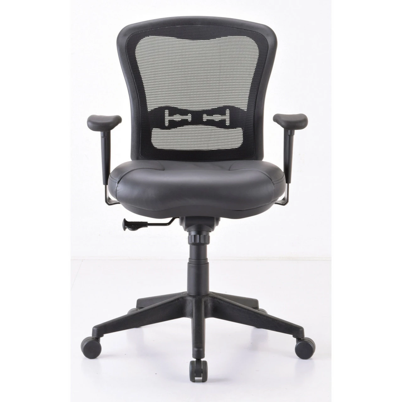 OfficeSource | Spice | Mesh Mid Back Chair With Black Leather Seat 7 OfficeSource | Spice | Mesh Mid Back Chair With Black Leather Seat - Image 5