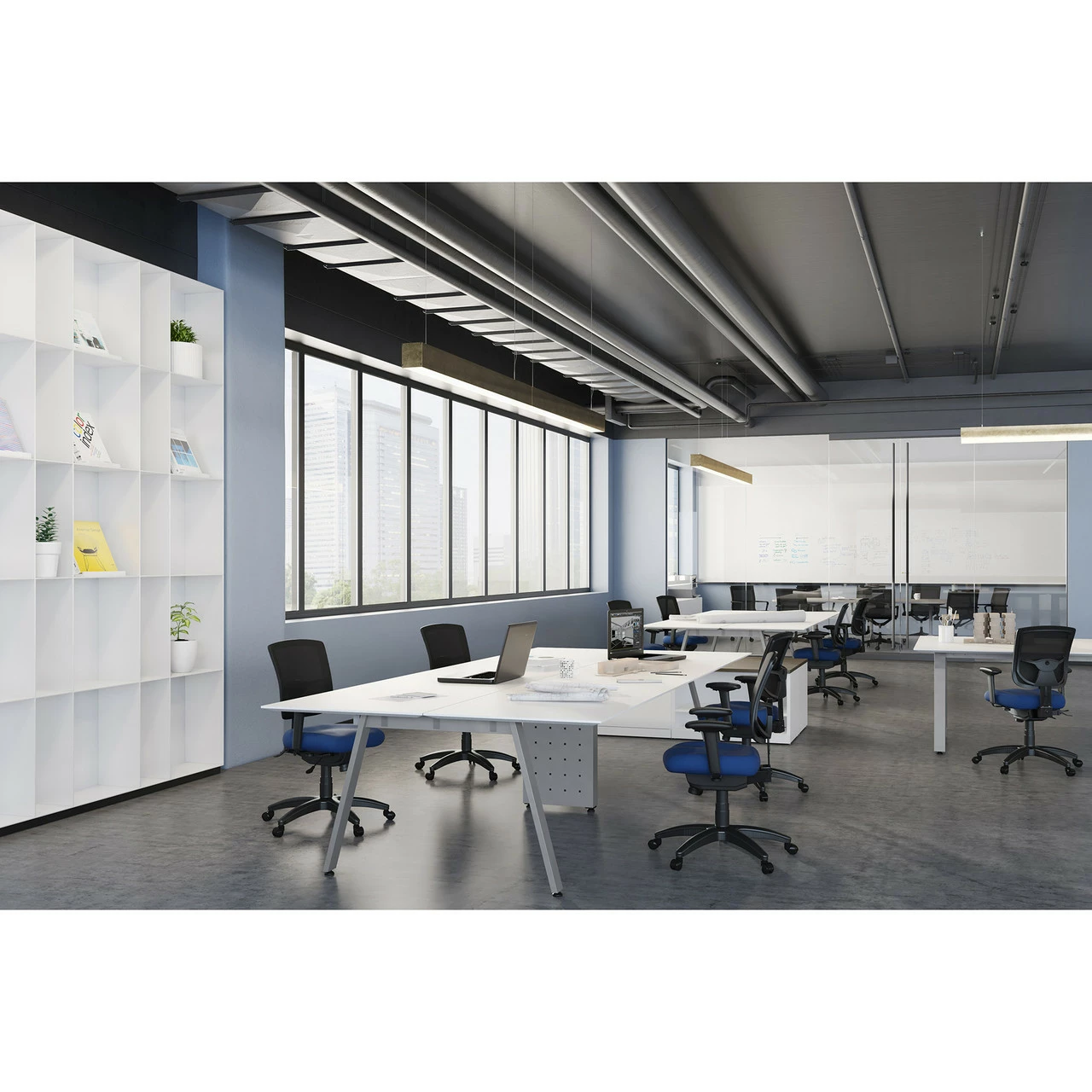 OfficeSource | CoolMesh Pro Collection | Mesh Back Task Chair With Upholstered Seat, Adjustable Arms And Black Frame 6 OfficeSource | CoolMesh Pro Collection | Mesh Back Task Chair With Upholstered Seat, Adjustable Arms And Black Frame - Image 4