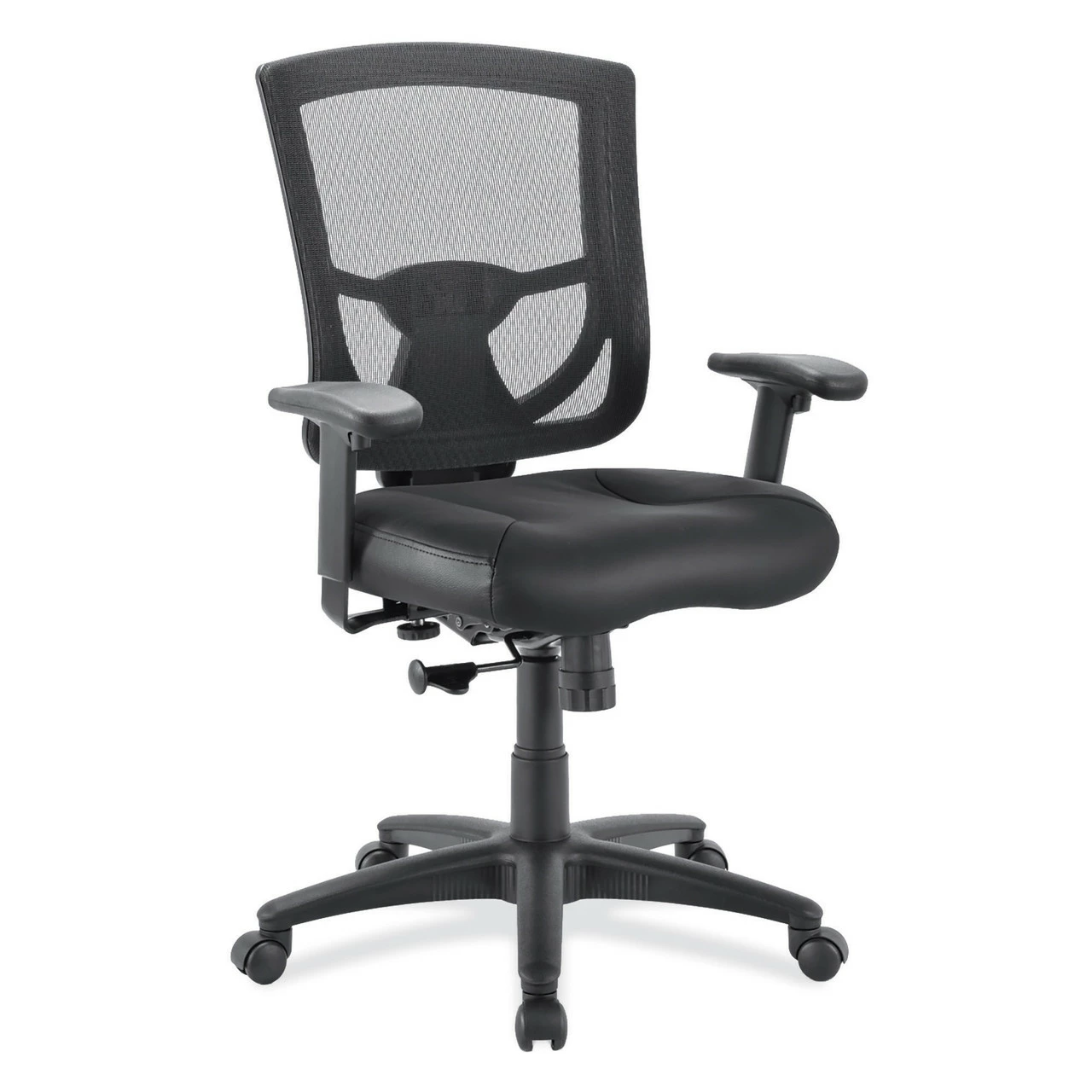 OfficeSource | CoolMesh Pro Collection | Mesh Back Task Chair With Leather Seat, Adjustable Arms And Black Frame 3 OfficeSource | CoolMesh Pro Collection | Mesh Back Task Chair With Leather Seat, Adjustable Arms And Black Frame