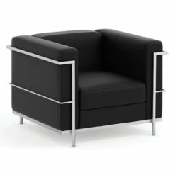 OfficeSource Madison Collection Club Chair With Chrome Exposed Frame