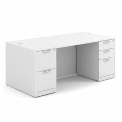 OfficeSource OS Laminate Collection Double Full Pedestal Desk - 71'' X 36'' -COE DISTRIBUTING Shop per dblfdpl101wh 01 42484.1649439887