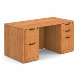 OfficeSource OS Laminate Collection Double Full Pedestal Desk - 60" X 30" -COE DISTRIBUTING Shop per dblfdpl103hn 01 98230.1649439915