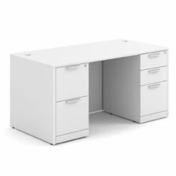 OfficeSource OS Laminate Collection Double Full Pedestal Desk - 60" X 30" -COE DISTRIBUTING Shop per dblfdpl103wh 01 03940.1649439914