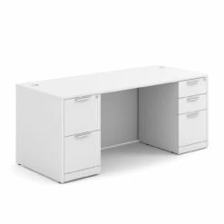 OfficeSource OS Laminate Collection Double Full Pedestal Desk - 71'' X 30'' -COE DISTRIBUTING Shop per dblfdpl105wh 01 99794.1649439930