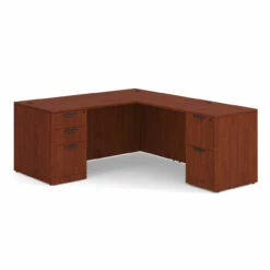 OfficeSource OS Laminate Collection Double Full Pedestal "L" Desk - 66" X 30" -COE DISTRIBUTING Shop per dblflpl102ch 01 97126.1649439988