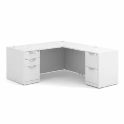 OfficeSource OS Laminate Collection Double Full Pedestal "L" Desk - 66" X 30" -COE DISTRIBUTING Shop per dblflpl102wh 01 28855.1649439988